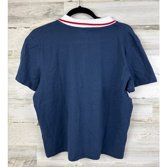 Tommy Hilfiger Sport Women’s XL Navy Blue Short Sleeve Crop Polo Top New oxford - Picture 2 of 6